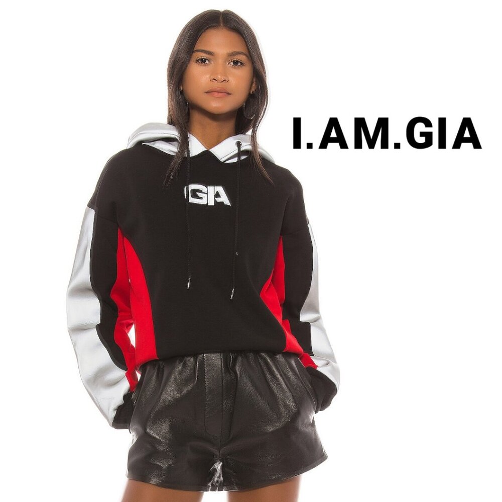 NWT I.AM.GIA Sabrina Black Fleece Reflective Heavyweight Hoodie Streetwear Gorp